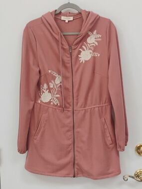 Valerie Stevens Dusty Rose Embroidered Hooded Jacket